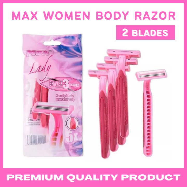 5 Pcs Pack Original MAX Lady Razor | Women Razors Pack | Hair Remover Tool | Razor for Women Female Hair Removal | Ladies Razer | Shave Body razor | Disposable Body Shaving & Trimming | Ladies / Lady Womens Girls Shaver