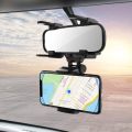 360 Degree Rotation Car Rearview Mirror Mount Mobile Phone Stand Bracket Holder. 
