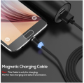 Original AOJI Cable Branded Degree Rotate Round Best Quality Magnetic Charging Cable Pin For Magnetic Charing Cable Android / Type C / iiphone 3 in 1 Magnetic Charging Cable with LED for Micro- USB , IOS & Type-C devices Nylon Braided 3 in 1 Cable for IPH. 
