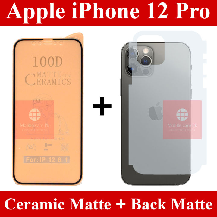 Apple iPhone 12 Pro Ceramic Matte Sheet Unbreakable Fiber Protector Sheet Matte Screen Protector + Back Matte Anti-Slip Protector Soft Skin Sheet Film Protection Apple iPhone 12 Pro