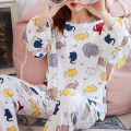Female Pajamas Colorful Female Soft Pajama Top with Long Pants. 