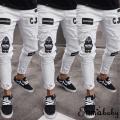 Fashion Men's Ripped Skinny Jeans Destroyed Frayed Slim Fit Denim Pant Zipper Bottoms. 