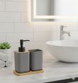 IKEA STORAVAN Polypropylene Plastic 3-piece Bathroom Sets (Soap Dispenser, Toothbrush Holder & Soap Dish) (Grey). 