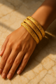 Gold Plated Engraved Bangles for Women – Traditional Jewellery Set | Hand-Carved Leaf Pattern, Long-Lasting Polish, Lightweight Daily & Party Wear Kada Style – Pack of 4. 