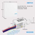 Thinkbée Wireless Light Switch Kit, IP66 Waterproof No Wiring Wall Switch with Small Receiver Remotely Control Your Led Lamps ON/Off 330ft Indoor 1700ft Outdoor, Integrated Power Up to 1000W, A [Energy Class A+++]. 