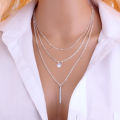 NK672 New European Simple Sequins Bar Coin Multilayer Chain Tassel Tiny Clavicle Necklaces For Women Jewelry Gift Girl Collier. 