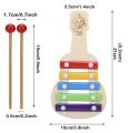 Wooden Xylophone Guitar Shaped Musical Toy for Children with 5 notes (Pack of 1- Multi Color). 