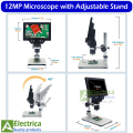 7-Inch 12MP KL G1200 Digital Microscope with 1–1200X Zoom, Metal Stand, and High-Definition LCD for Electronics Repair by Electrica. 