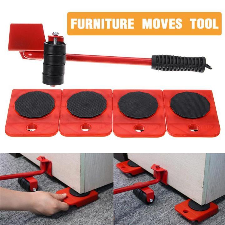 【New Arrival ON SALE】(5 in 1) Heavy Furniture Move Tool Transport Lifter Shifter Moving Kit Slider Remover Rolling Wheel Corner Mover Set For Moving House Cabinet Sofa Bed Desk