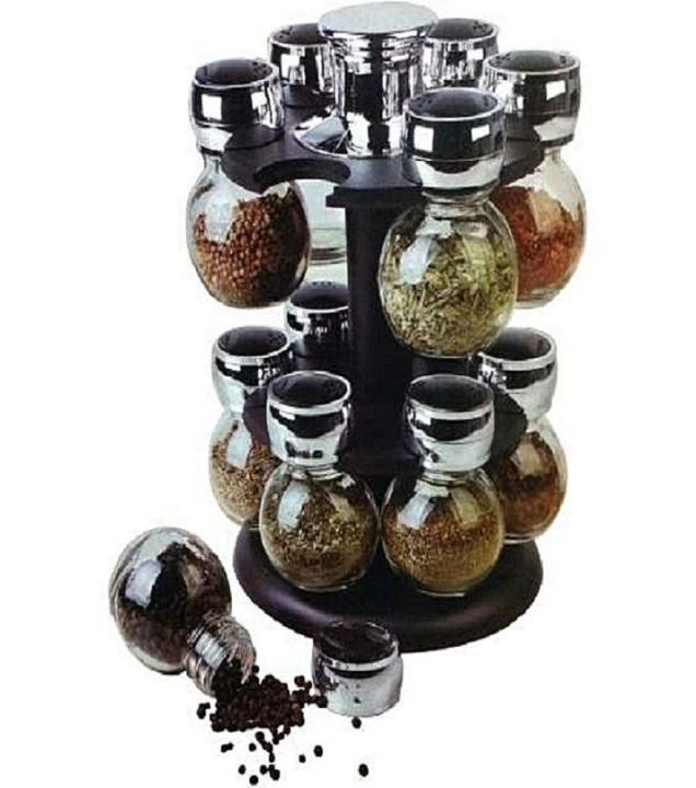 16 Pcs Revolving Spice Jar Rack Stand