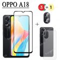OPPO A18 Tempered Glass Full Cover Film for OPPO A38 A58 A78 A98 5G A18 A17 A17k A16 A16k A15 A15s 3 in 1 Camera Lens Glass Screen Protector. 