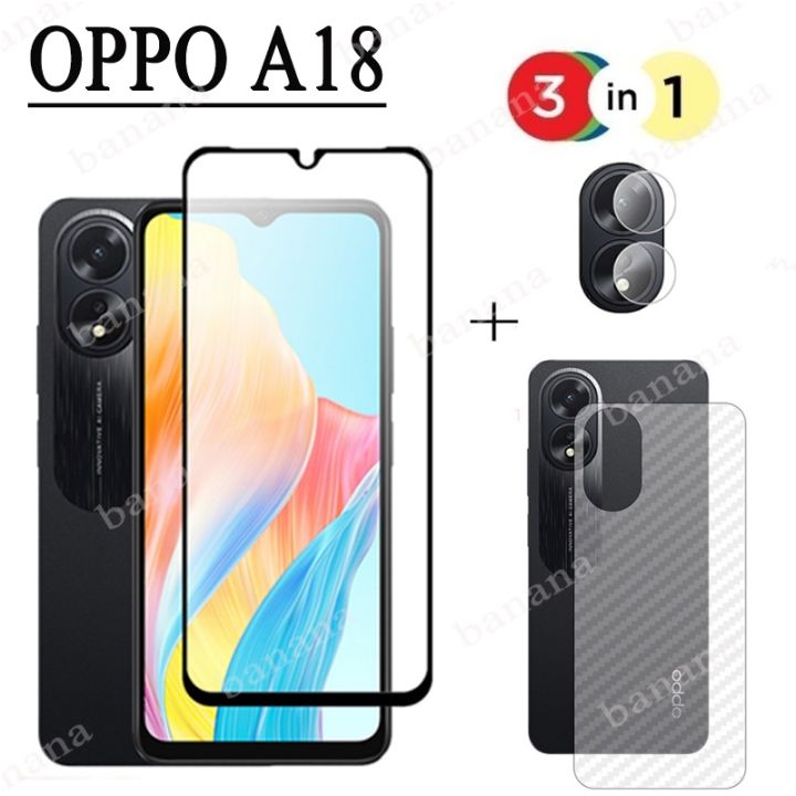 OPPO A18 Tempered Glass Full Cover Film for OPPO A38 A58 A78 A98 5G A18 A17 A17k A16 A16k A15 A15s 3 in 1 Camera Lens Glass Screen Protector