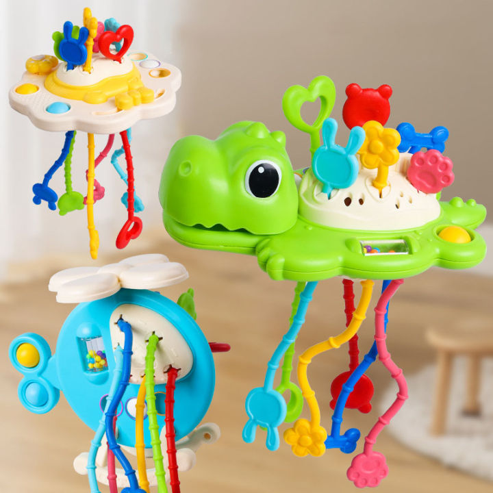 Montessori Pull String Sensory Toys Baby Rattle Teether 1 2 3 Years ...