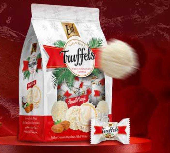 Elif Truffles , white chocolate topping & cocoa chocolate topping, 1 kg bag of delicious truffles, elit truffles