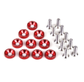 Motorcycle Fancy Bolts with Washer + Nuts10 Pcs Set / Universal Bike Chain Cover Bolts / Number Plate Bolts Set RED. 