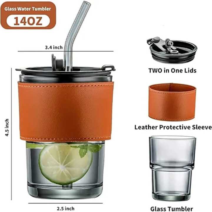Tumbler%20Mug%20with%20Lid,%20Glass%20Straw%20and%20Protective%20Anti-Skid%20Leather%20Sleeve%20for%20Hot%20and%20Cold%20Beverages%20Tea%20Coffee%20Smoothies%20Fruit%20Juice%20Travel%20Mug%20.435ml%20-%20Image%206