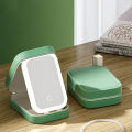 Makeup Storage Box With Led Light Mirror Portable Travel Cosmetics Storage Box Touch Light Storage Organizer For Bedroom Camping Travel. 
