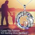 Romantic Gift Elephant Mom Jewelry Pendant Mother's Day Necklace. 
