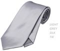 LIGHT GREY SILKY PLAIN TIE, SLIM TIE LIGHT GREY, FORMAL TIE LIGHT GREY. 