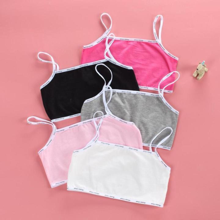 Pack Of 3 Girls Bra Kids Underwear Model Cotton Solid Color Small Children Vest Bras Child Underwear For kids