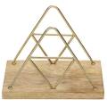 Metal and Wooden Paper Napkin Holder for Table With Gold Black Plated Wire Triangle Design & Solid Mango Wood Base, Customized by ZMT Traders. 