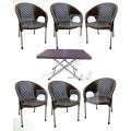 Set of 6 Sofa Plastic Garden Chairs & 1 Heavy-Duty Folding Table. 