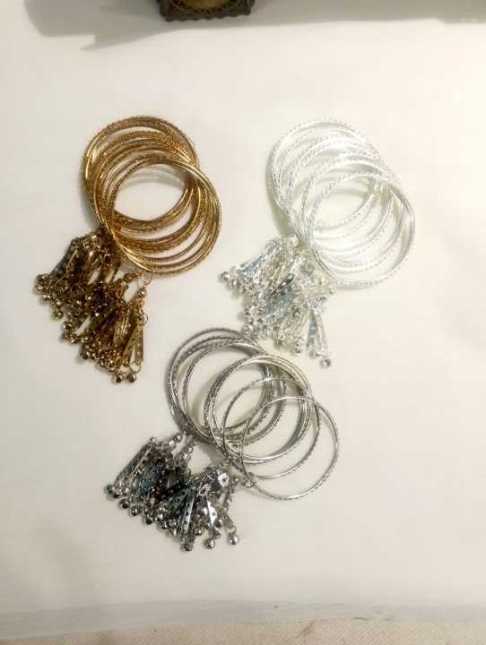 Bangles Sets with Hanging Charms | Traditional Pakistani Jewelry for Weddings & Festivals