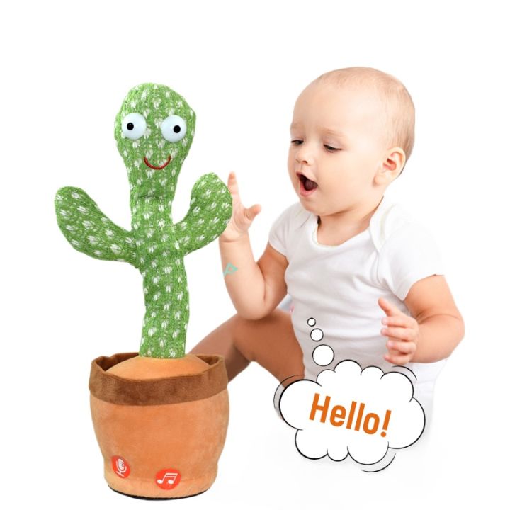 Rechargeable dancing cactus toy with 120 Songs Plush Funny Electronic Singing Dancing Cactus Shaking Cactus Lightning, Wriggle Twisting Cactus Cute Plush Toy Education Toy for Children Playing Birthday Gift and Home Decoration Kids Toy