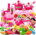 Kitchen Cooking Set Girls Boys Fruit Vegetable Tea Playset Toy for Kids Early Age Development Educational Pretend Play Food Assortment Set - Multicolor. 