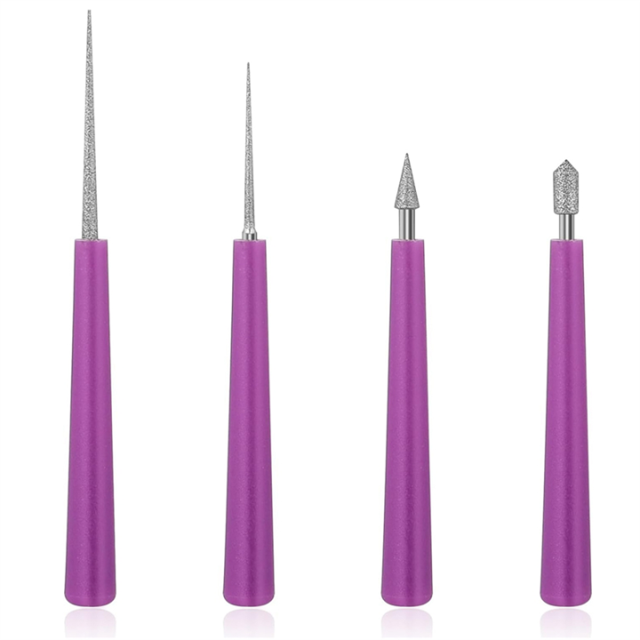 Diamond Tipped Bead Reamer for Jewelry Making Beading Hole Enlarger Tool for Glass Plastic Metal Wood Beads 4Pcs