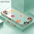 Hontinga for Infinix Note 10 Back Cover（Free Lanyard）Luxury 6D Plating Cartoon Falling Flower Side Pattern Case Soft Silicone Square Phone Cases. 