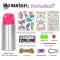 Diy Water Bottle Kit for Girls Sparkling Water Bottle Kit 17oz with Keychain Stickers Perfect Gift for Girls 6-12 Leak-proof Bottle for School Travel Sports Arts Crafts Set Birthday Christmas. 