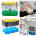 2-in-1 Soap Dispenser with Sponge, 13 oz Soap Pump and Sponge Caddy, Kitchen and Bathroom Organizer, Home Cleaning Accessories. 