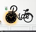 Ride Cycle Wooden Wall Clock With Light. 
