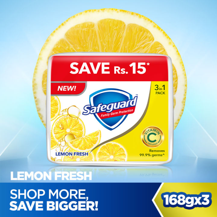 Safeguard Bath Soap Lemon Fresh 168gm (Bundle of 3) | Daraz.pk