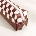 Kawaii Anime Cartoon PU Checkerboard Pencil Case Stationery Stuches School supplies Waterproof Makeup Bag Girlfriend Gifts. 