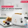 Singer Duo Pop 700 Watts 2 Slice Pop-up Bread Toaster Electric Toaster with Bagel, Cancel, Defrost Function and 7 Bread Shade Settings Bread Toaster, Waffle Maker, Sandwich Maker, Toaster West Point, Slot and Removable Crumb Tray Auto Shut-Off (White). |. 