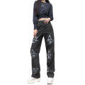 Women's Loose Jeans, High Waist Butterfly Print Long Straight Pants, Slim Baggy Trousers. 