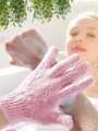 Shower Bath Glove Exfoliating Bath Hand Glove Scrubber Sponge For Bathing And Scrubbing Gloves For Body Bathroom Accessories Dead Skin Remover 100% Nylon (Polyster) | bath gloves for women, kids and men | Loofah Washing Soft Foot Showering Scrubs & Bubble. 