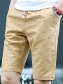 Summer Men's Fishbone Print shorts pants Cotton Loose Casual Fashion Beach pantalones cortos Joggers Streetwear short homme. 