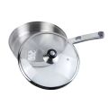 Alpha Stainless Steel 24cm Fry Pan - Encapsulated Double Bottom -Alpha Cookware Best Fry Pan for Cooking. 