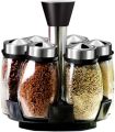 Spice Rack With 6 Glass Spice Holders Jar, Revolving Spice Rack Kitchen Cabinet And Worktop. 