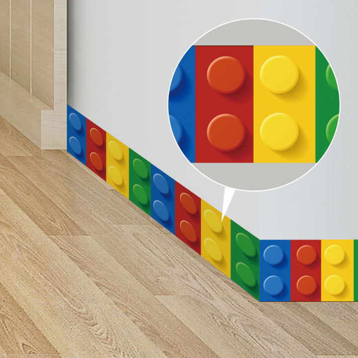 3D Blocks Wallpaper For Kids Room School Decor PVC Wall Sticker Borders DIY Vinyl,Children Teen Classroom Adhesive Wallpaper
