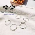 Trendy Trendy Korean Pack of 5 Rings For Girls Set Korean Design Rings Set For Girls Valentines Day Gift For Lovers Girl. 