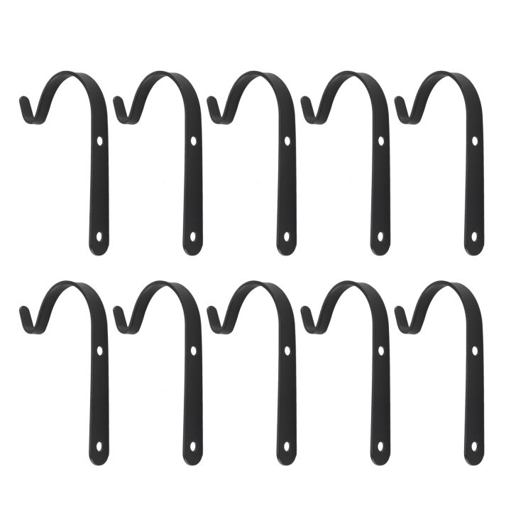 Set of 10 Hanging Basket Hooks Iron Wall Hanging Curved Up Plant Hook