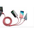 Original 3 in 1 fast charging usb cables for mobile phones | one drág three data cable for apple îphóné Android Type-C braided line usb cable 3 in 1 | Multi Function Charging Data Cable High Quality Adápter Cable For apple, type-C Use. 