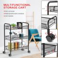 3 Tier Pink Metal Rolling Cart by Roller, kitchen trolly Heavy Duty Storage Utility Cart Little Organization Cart with with Handle and Locking Wheels,Multifunctional Storage Shelves for Office Kitchen Bedroom Bathroom, Pink ,Made in Pakistan. 