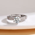 Classic cross-border six-pronged ring women's fashion versatile moissanite ring women's full diamond adjustable flip ring wholesale. 
