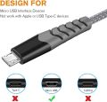 Micro USB Cable 0.3M-1M-2M/6.6FT 3Pack Android Charger Cable - 2.4A Nylon Braided Durable USB Charging Cable for Sâmsûng Gâlâxy S7/S6/S4/S3/J7/J5/J3, Tablet, E-Rêáders, Sôny, HTC, LG, Nèxüs, PS4, Xbô. 