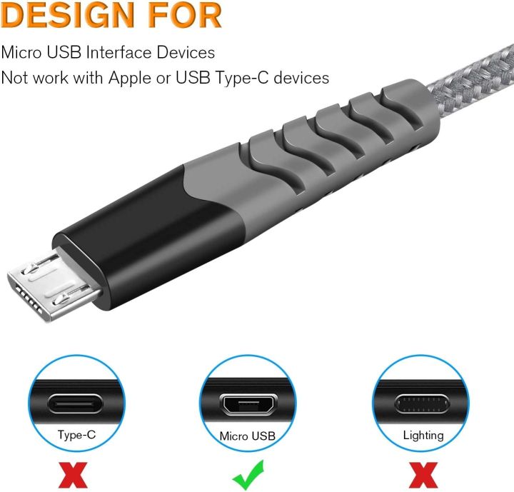 Micro USB Cable 0.3M-1M-2M/6.6FT 3Pack Android Charger Cable - 2.4A Nylon Braided Durable USB Charging Cable for Sâmsûng Gâlâxy S7/S6/S4/S3/J7/J5/J3, Tablet, E-Rêáders, Sôny, HTC, LG, Nèxüs, PS4, Xbô